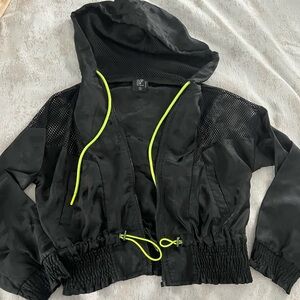 LF  Black Hooded Jacket with Neon Accents